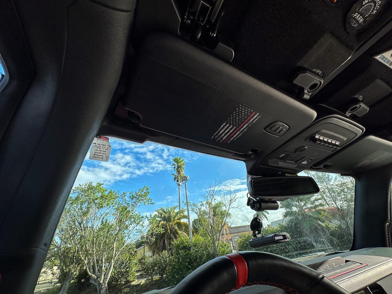 Flag Sun Visor Warning Overlays - 2021+ Bronco / 2024+ Ranger Raptor