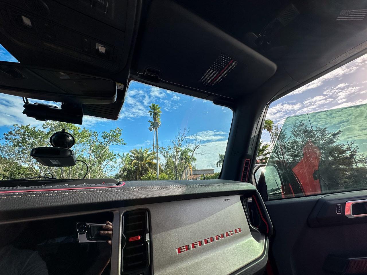 Flag Sun Visor Warning Overlays - 2021+ Bronco / 2024+ Ranger Raptor