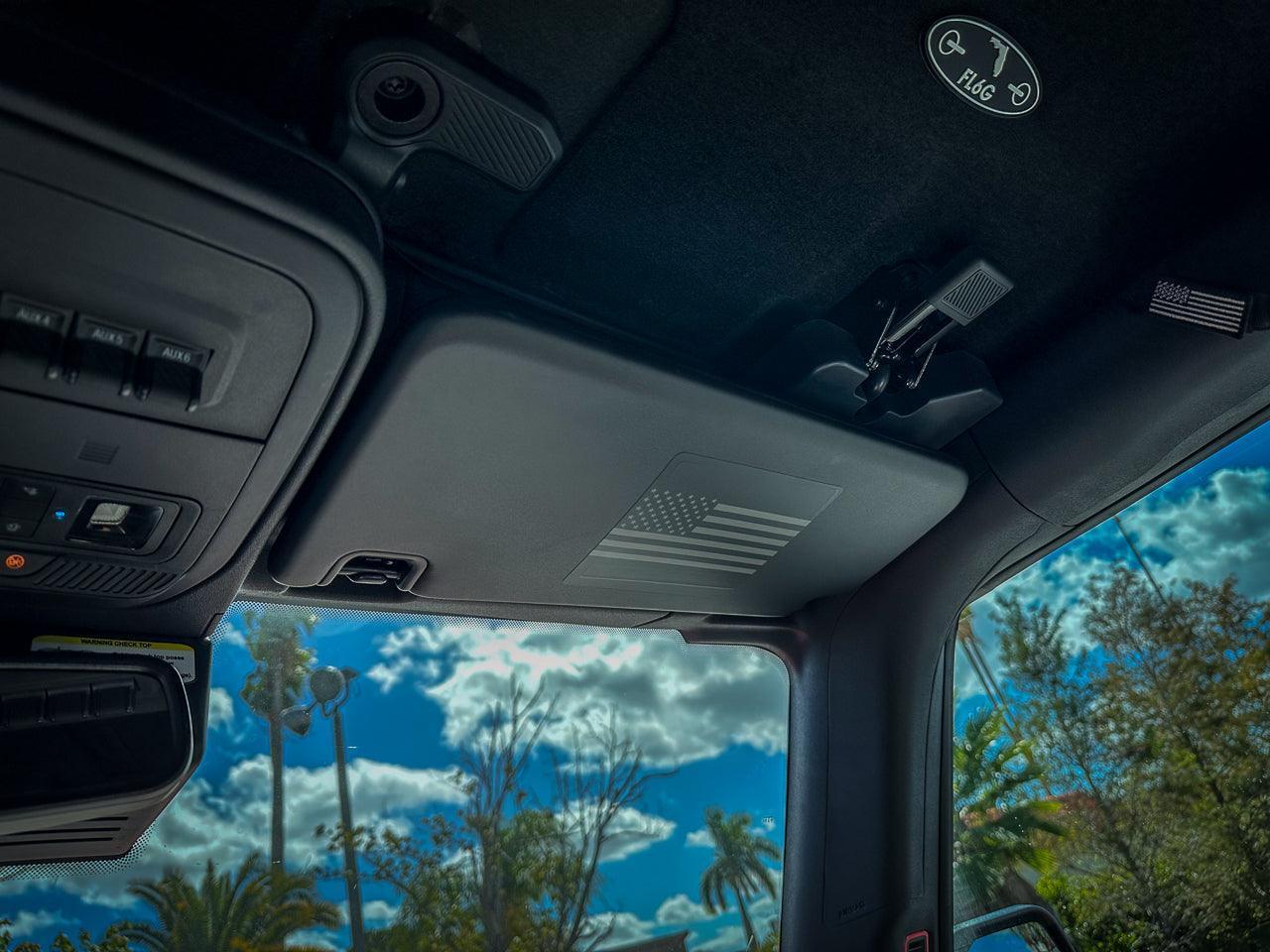 American Flag Sun Visor Warning Overlays - 2024+ Land Cruiser