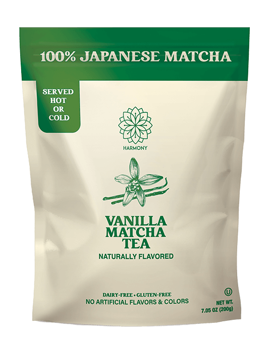 Harmony Matcha Vanilla – Premium Shade-Grown Japanese Matcha, Sweetened with Organic Sugar, 20 Servings