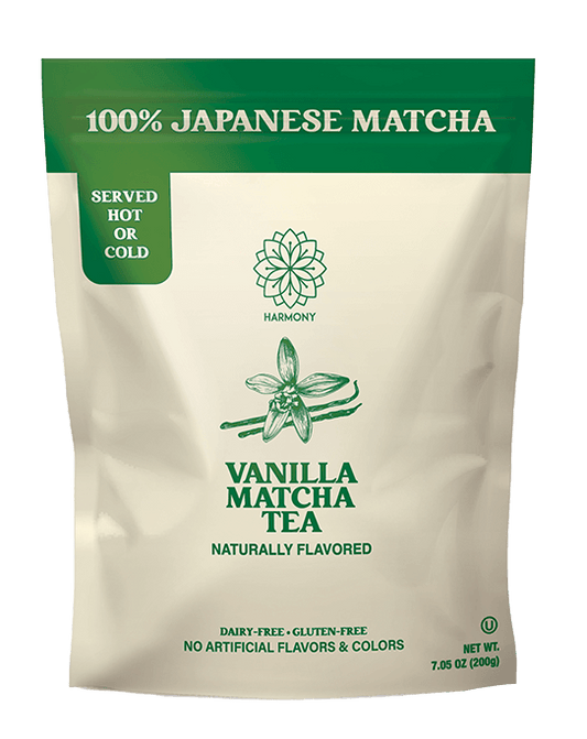 Harmony Matcha Vanilla – Premium Shade-Grown Japanese Matcha, Sweetened with Organic Sugar, 20 Servings