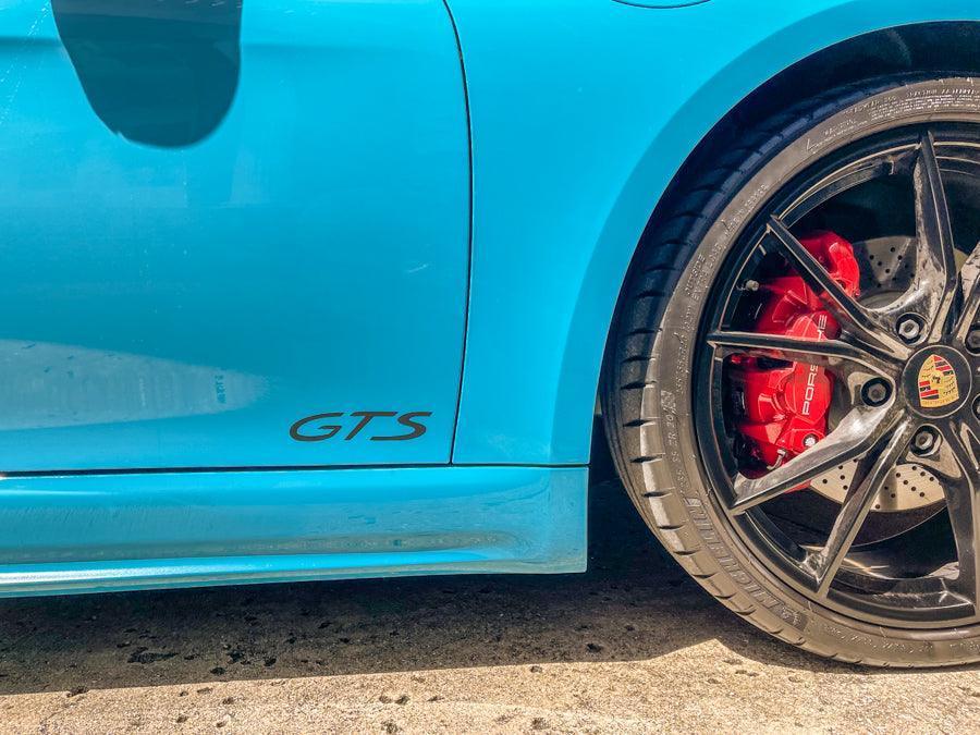 "GTS" Door Vinyl Logo Emblems for Porsche Vehicles (Boxter, Cayman, 911, Macan, Cayenne, Panamera)
