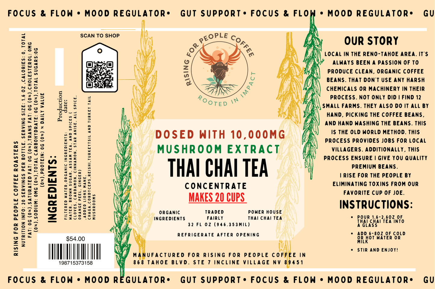 Happy Mushroom Thai Chai Tea Concentrate