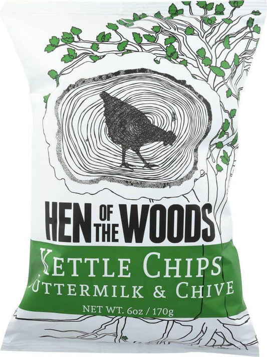 Hen of the Woods Buttermilk & Chive Kettle Chips Bags - 24 bags x 6oz case