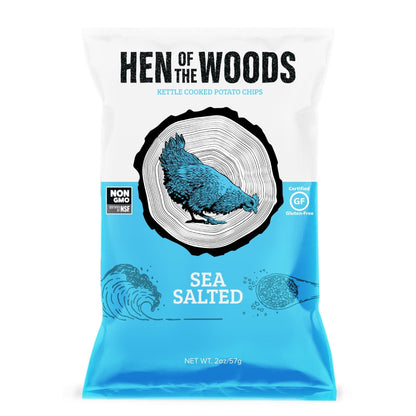 Hen of the Woods Sea Salted Kettle Chips Bag - 60 bags x 2oz case