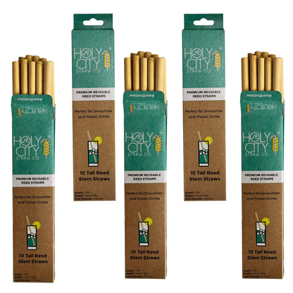 Holy City Straw Company Tall Reusable Reed Straw Bundle - 5 Pack