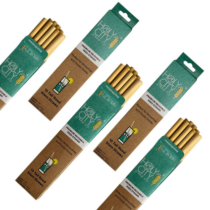 Holy City Straw Company Tall Reusable Reed Straw Bundle - 5 Pack