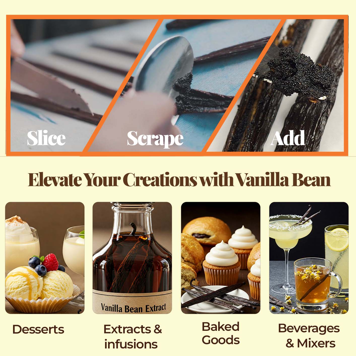 Grade A Vanilla Beans (25 Pack) Baking & Extract Use