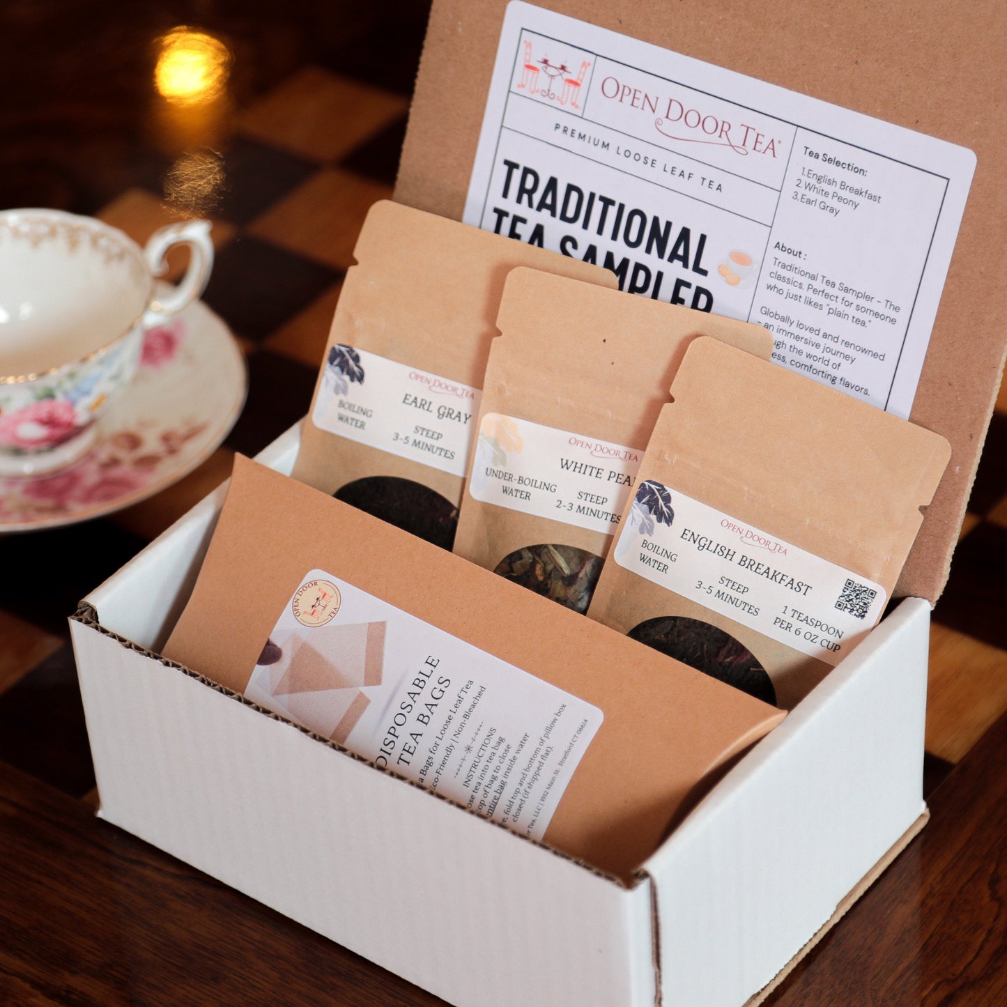 Open Door Tea Traditional Tea Sampler | 3 Loose Leaf Teas for Gifts & Tastings