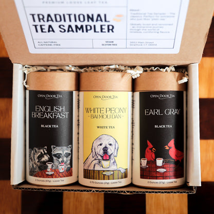 Open Door Tea Traditional Tea Sampler | 3 Loose Leaf Teas for Gifts & Tastings