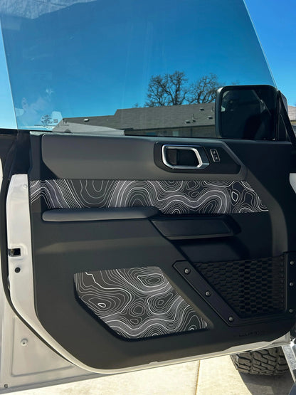 Topo Interior Lower Front Door Card Insert Overlays (Printed Series) - 2021+ Bronco 4 Door