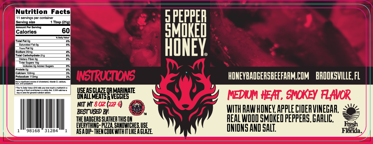 5 - Pepper Smoked Honey by Honey Badgers Bee Farm