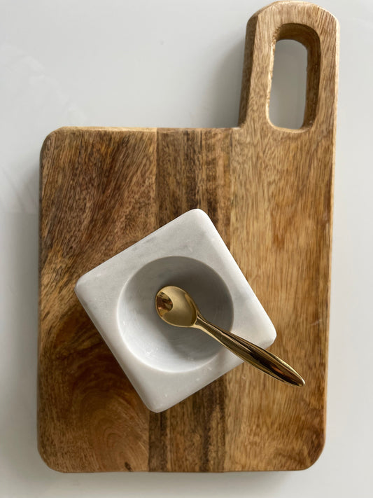 Marble Spice Bowl w/ Brass Spoon