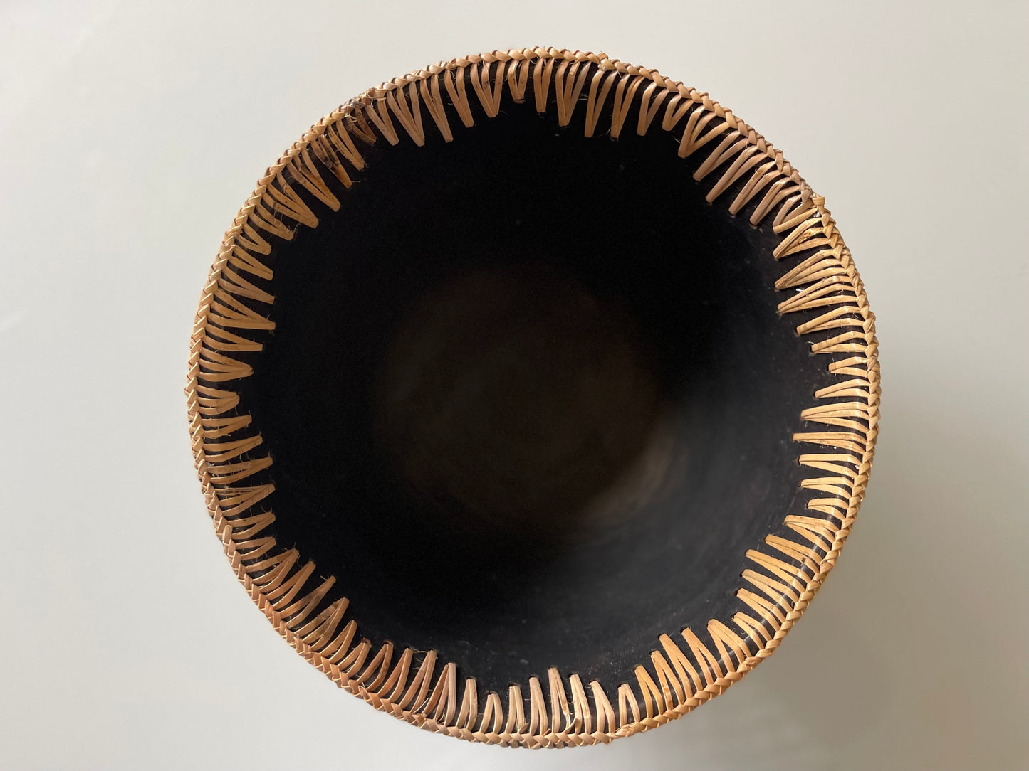 Terra-Cotta Bowl w/ Rattan Stitching
