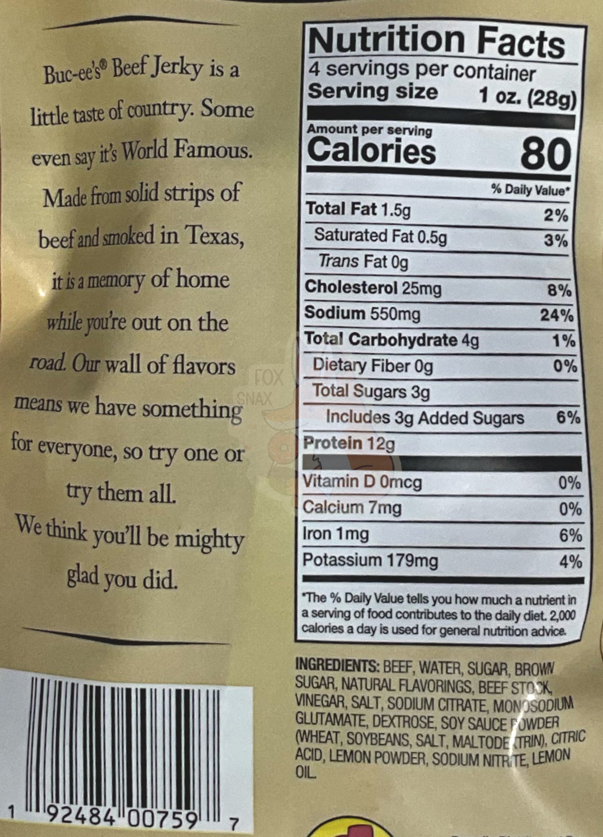 Buc-ee's Lemon Peppered Beef Jerky