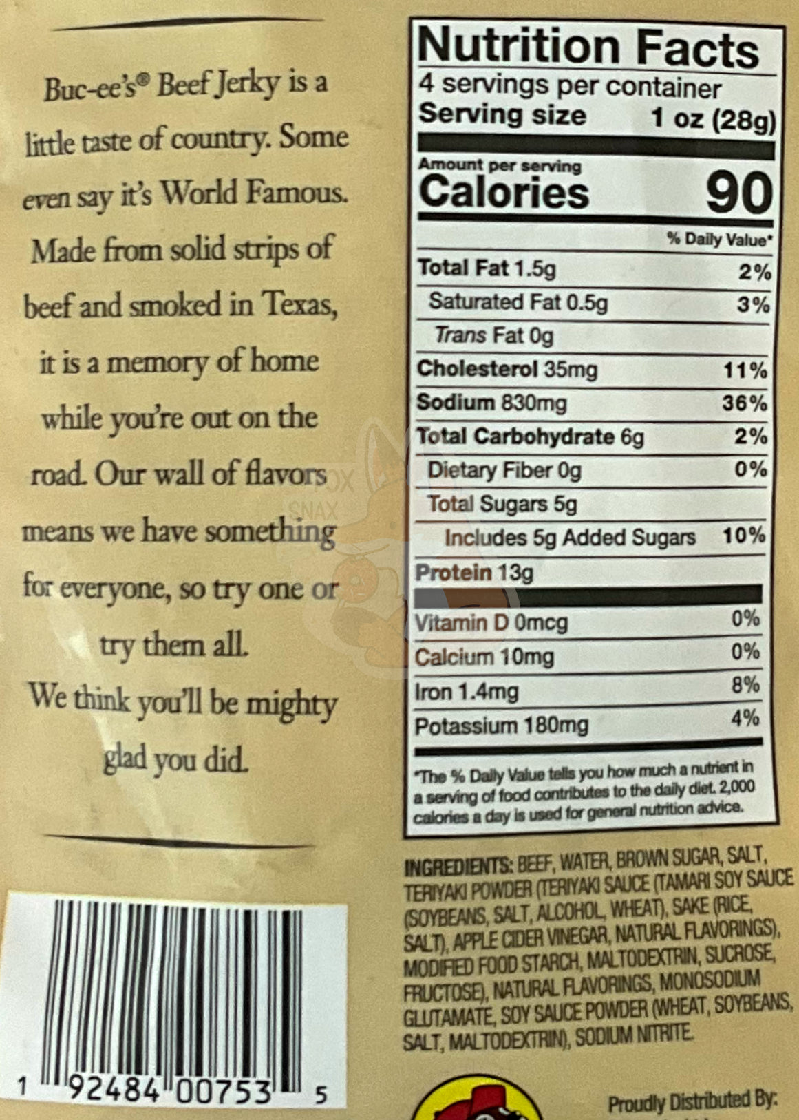 Buc-ee's Teriyaki Beef Jerky