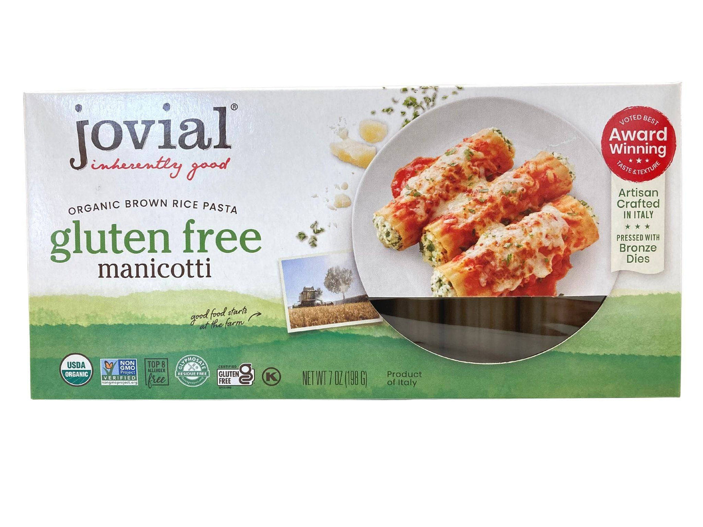 Manicotti, Brown Rice, Organic, Jovial, Gluten-Free