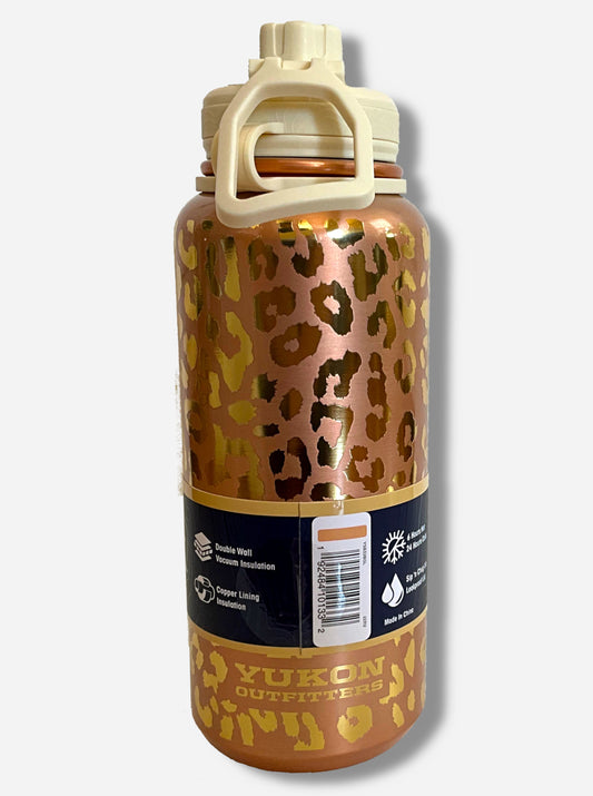 Buc-ee's Yukon Outfitters Gold Leopard Print 32oz Water Bottle