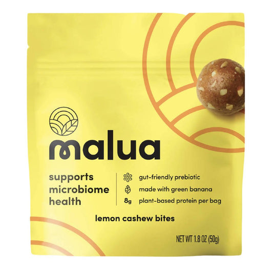 Malua Prebiotic Organic Gut Healthy Vegan Keto Friendly, Low Carb Cashew Lemon Bites - 8  Bags x 1.8 oz