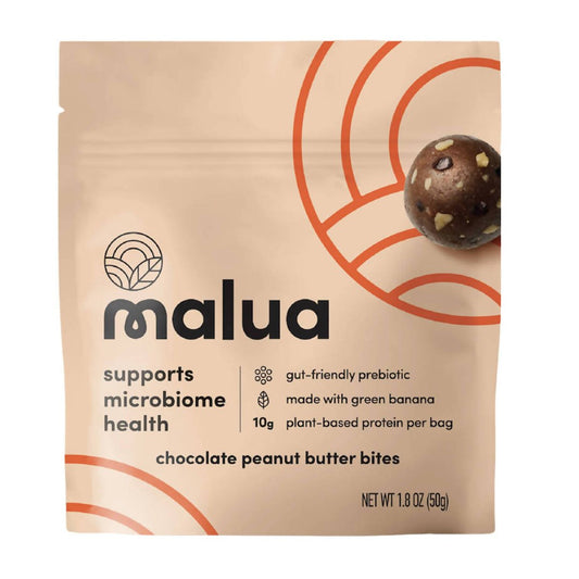 Malua Prebiotic Organic Gut Healthy Vegan Keto Friendly, Low Carb Chocolate Peanut Butter Bites - 8 Bags x 1.8 oz