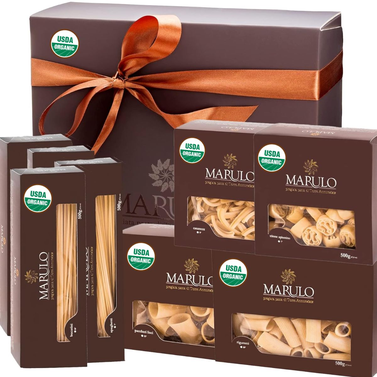 Marulo, Organic Artisan Pasta Gift Set Bronze Cut 8 x 1.1 lb