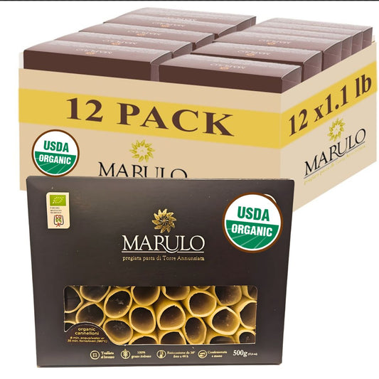 Marulo, Organic Cannelloni Pasta, Artisan Italian Pasta, Bronze Die Cut, 10 Pack x 1.1 lb