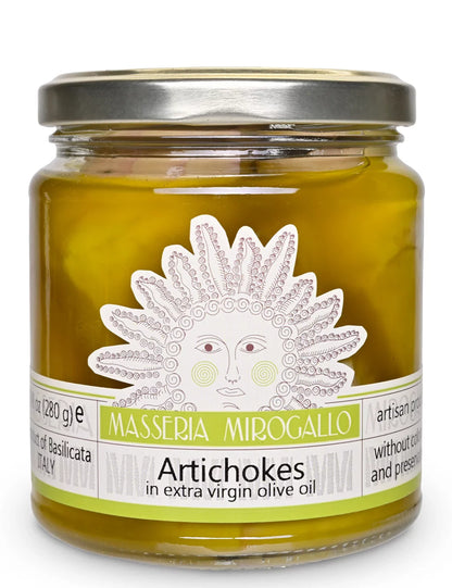 Artichoke Hearts in Extra Virgin Olive Oil Produced by: Masseria Mirogallo  in Basilicata, Italy