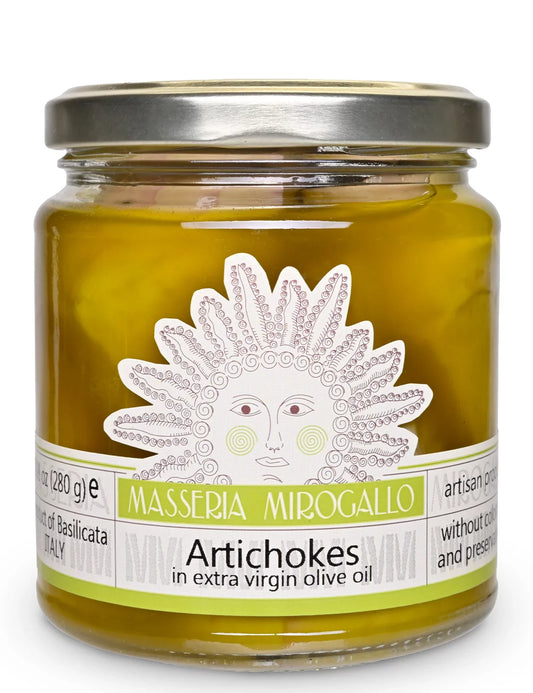 Artichoke Hearts in Extra Virgin Olive Oil Produced by: Masseria Mirogallo  in Basilicata, Italy