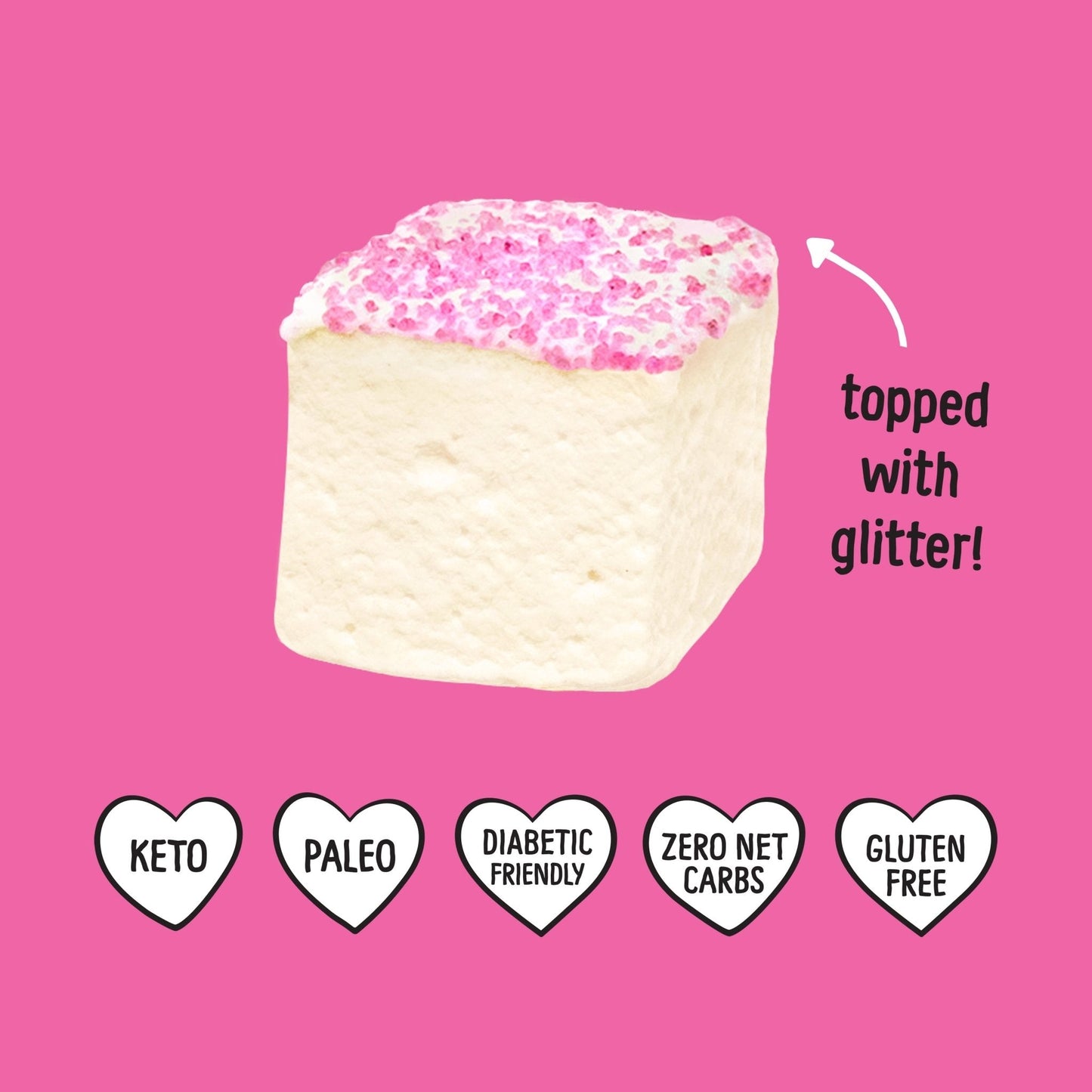 Max Sweets NEW Know Brainer Max Sweets Snacks Low Carb FunFetti Max Mallow marshmallows with glitter- Gluten Free, Soy Free, Zero Sugar snack, Non-GMO 3 pack