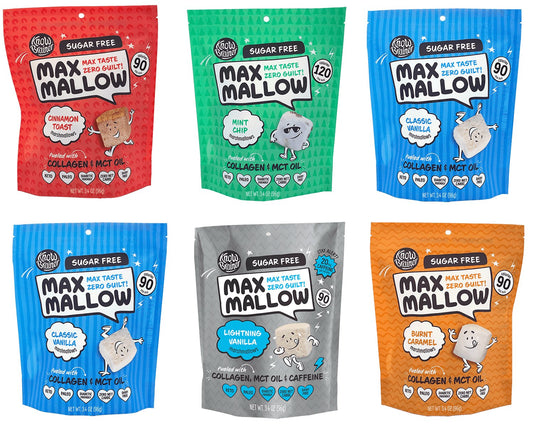 Max Sweets NEW Max Sweets Snacks Low Carb Keto Max Mallow - Atkins, Paleo, Diabetic Diet Friendly Health Snack - Gluten Free, Soy Free & Zero Sugar snack, Non-GMO Ketogenic 6 pack