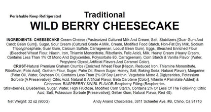 Andy Anand Wild Berry Cheesecake 9" - Made in Traditional Way - Creamy Delight for Every Occasion (2.8 lbs)