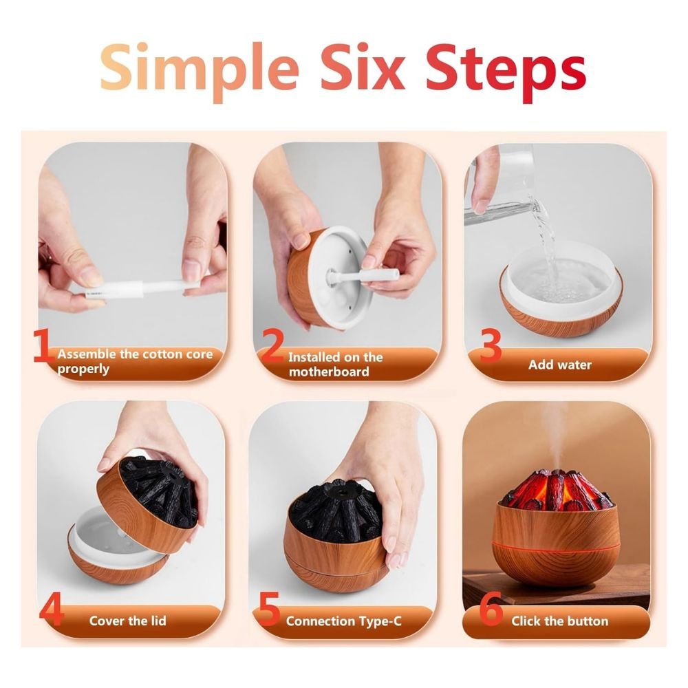 Volcano Lava Charcoal Fire LED Aromatherapy Diffuser