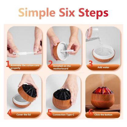 Volcano Lava Charcoal Fire LED Aromatherapy Diffuser