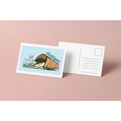 Michigan Can Postcard – Fun Great Lakes Illustration – Original Postcard by Creative By Sanchez
