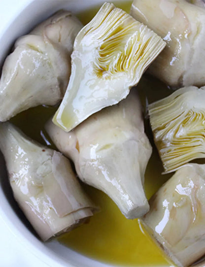 Artichoke Hearts in Extra Virgin Olive Oil Produced by: Masseria Mirogallo  in Basilicata, Italy