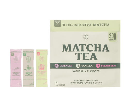 Matcha Combo Variety Pack – Lavender, Strawberry & Vanilla – Premium Shade-Grown Japanese Matcha, Sweetened with Organic Sugar, 30 Single Stick Packs