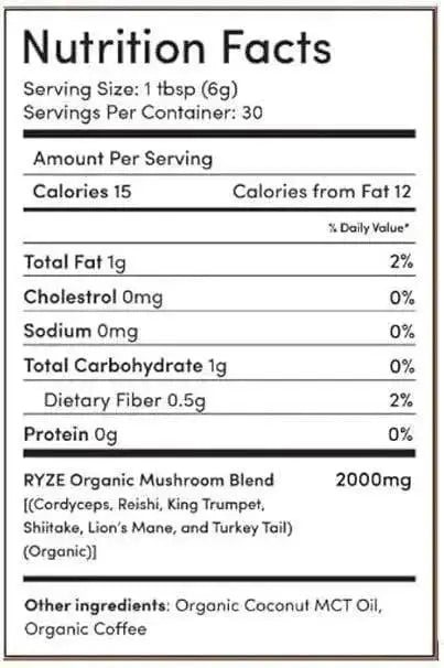 RYZE Mushroom Coffee | 6 Adaptogenic Mushrooms | USDA Organic | Instant Coffee | MCT Oil | USA Grown | Better Energy, Focus, Digestion, Immunity | Cordyceps, Lion’s Mane, Turkey Tail | 30 servings