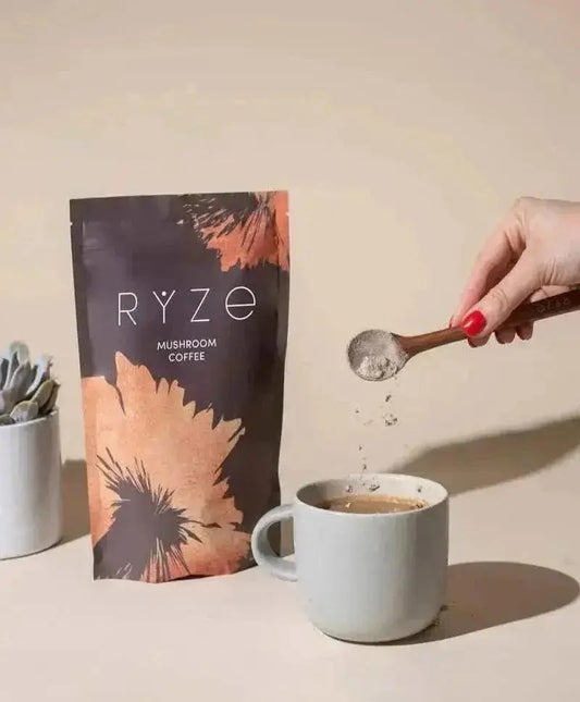 RYZE Mushroom Coffee | 6 Adaptogenic Mushrooms | USDA Organic | Instant Coffee | MCT Oil | USA Grown | Better Energy, Focus, Digestion, Immunity | Cordyceps, Lion’s Mane, Turkey Tail | 30 servings