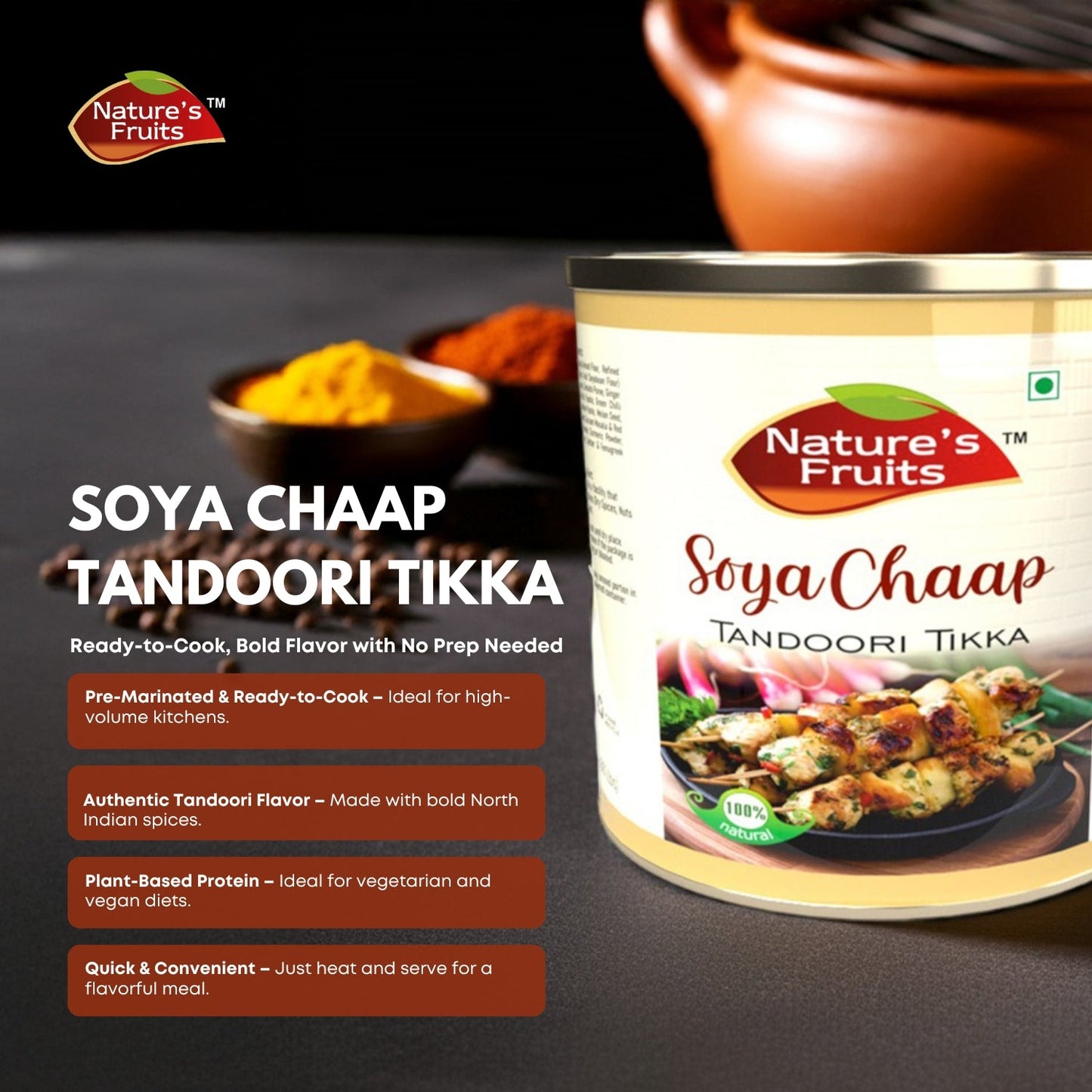 SOYA CHAAP TANDOORI (PlantGrill Sticks) 14 oz