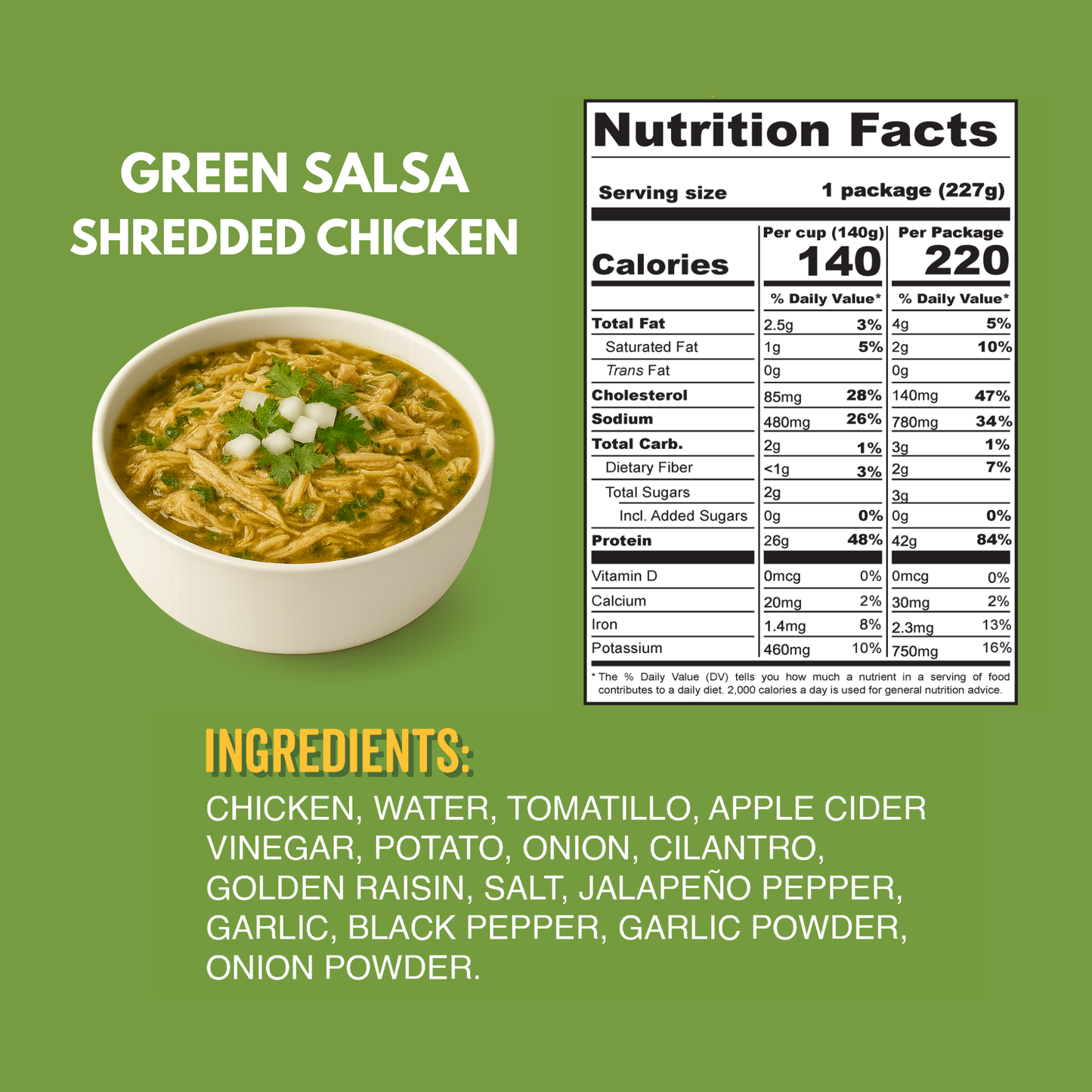 Green Salsa Chicken – 42g Protein | Ready in 90 Seconds