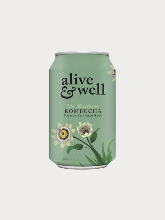 Alive & Well Passionflower & Aloe Kombucha Cans - 6 Pack case