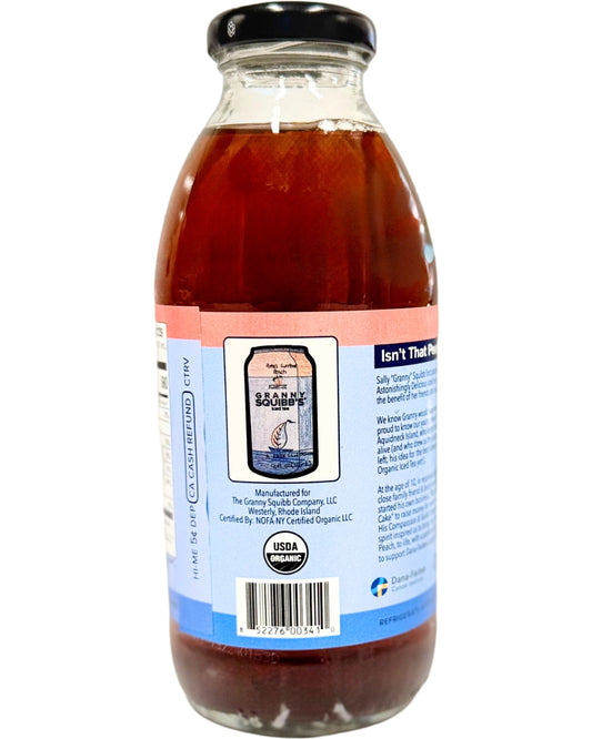 Granny Squibbs Porter's Peach Sweetened Organic Iced Tea Bottle - 12 bottles x 16 oz case