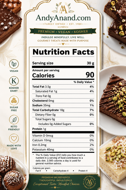 Andy Anand Sugar-Free Cashew Brittle, 7 oz – No Added Sugar, Keto-Friendly, Gluten-Free Handmade Snack, Diabetic-Friendly Birthday Gift Box