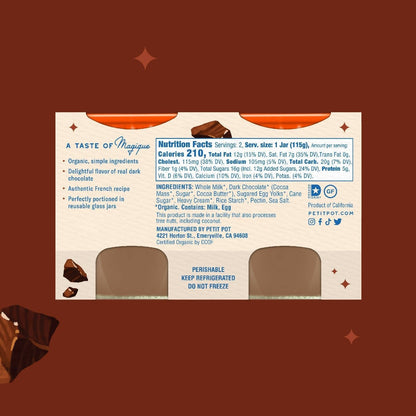 Petit Pot Dark Chocolate Organic French Dessert Wholesale - 2-Jar Packs x 600 Packs (1/4 Pallet) case