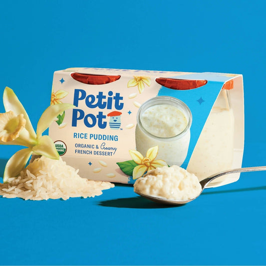 Petit Pot Rice Pudding Organic French Dessert Wholesale - 2-Jar Packs x 600 Packs (1/4 Pallet) case