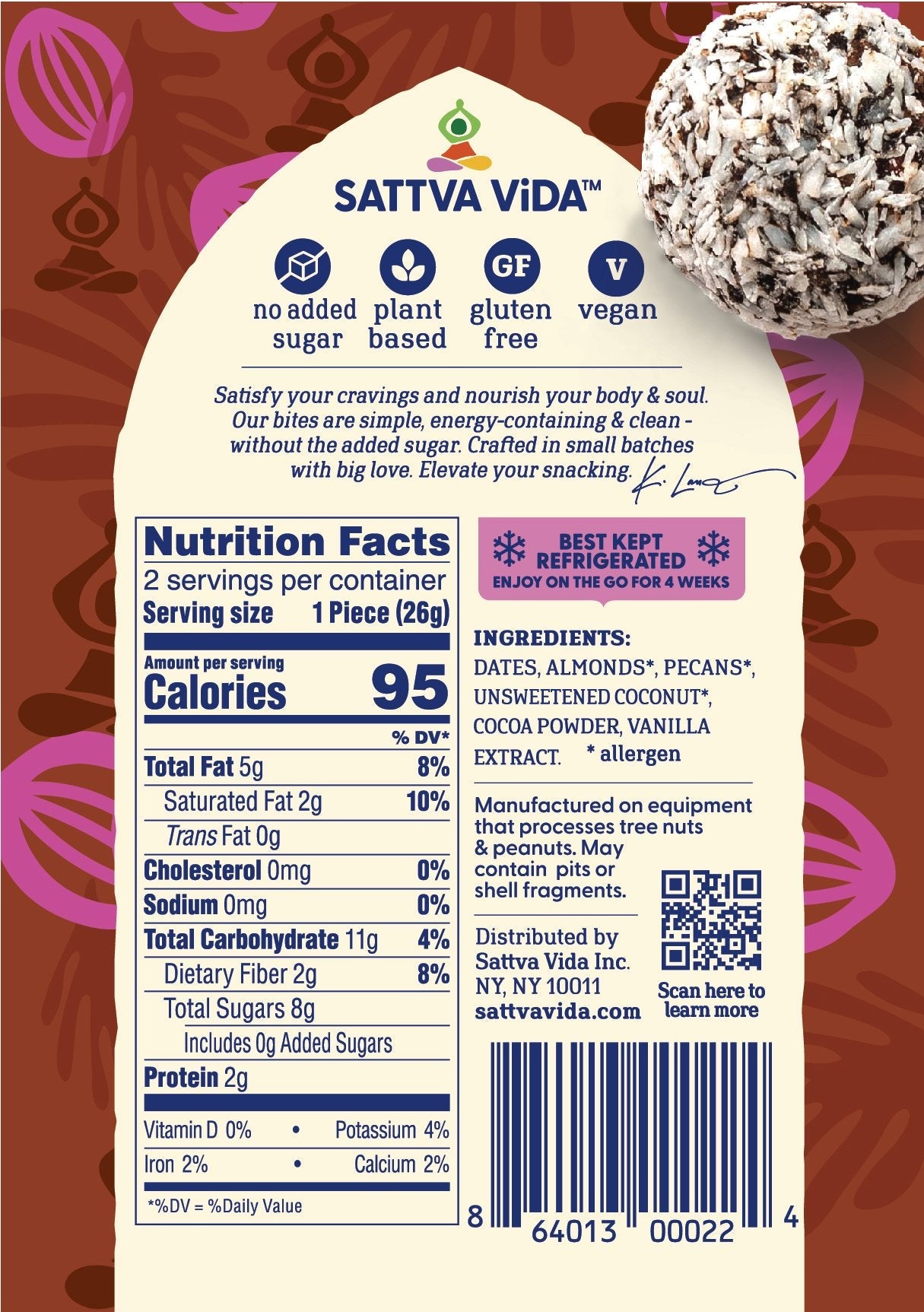 Sattva Vida NEW - Cocoa Craze Energy Bites, 2pack (10 per case)