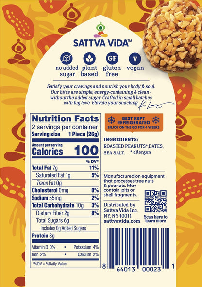 Sattva Vida NEW - Peanut Envy Energy Bites, 2pack (10 per case)