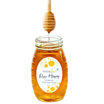 Sister Bees 100% Raw Michigan Wildflower Honey 8 oz glass jar