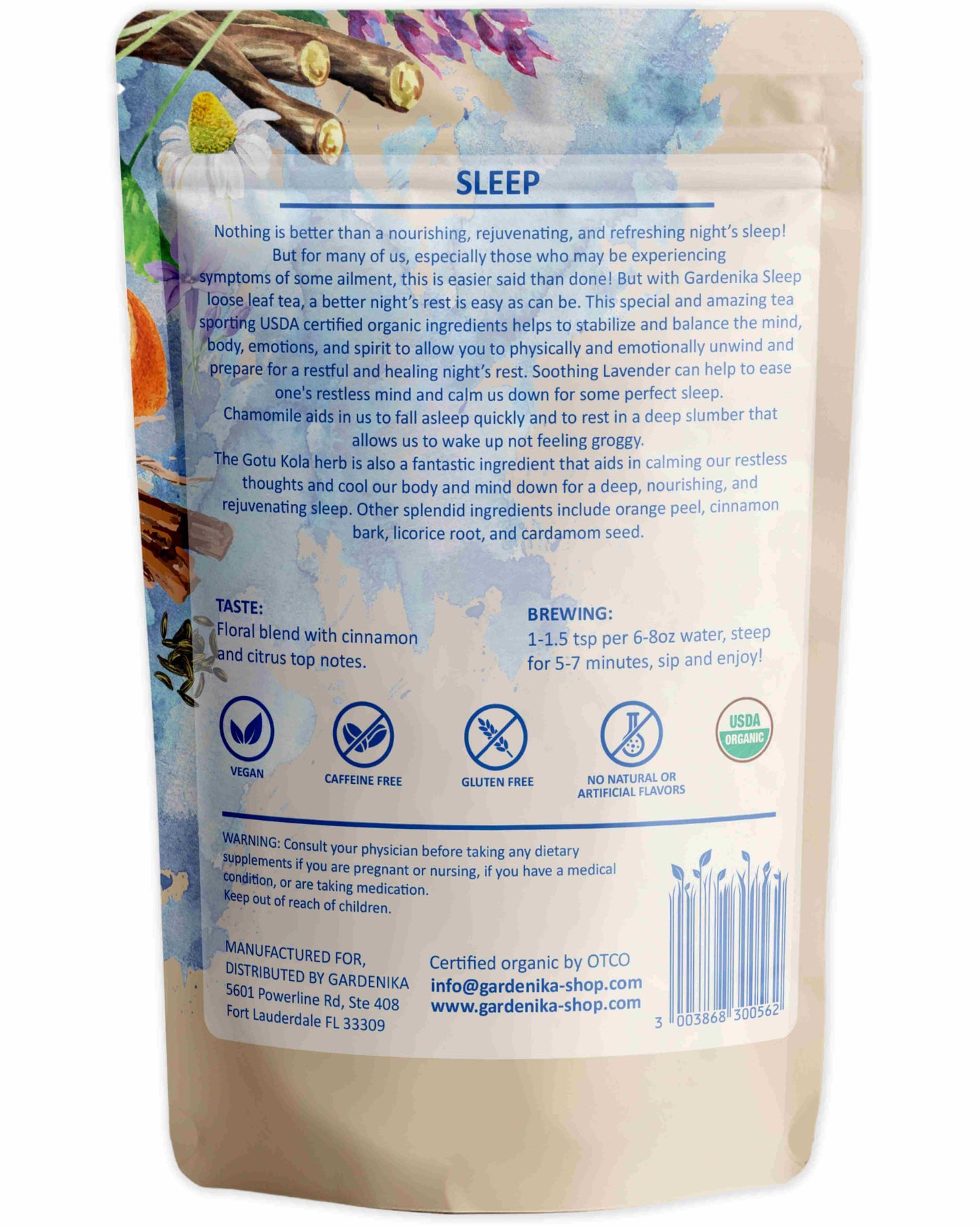 Sleep Calm Loose Leaf Herbal Tea with Chamomile, USDA Organic, Kosher, Caffeine Free - 4 oz (114g)
