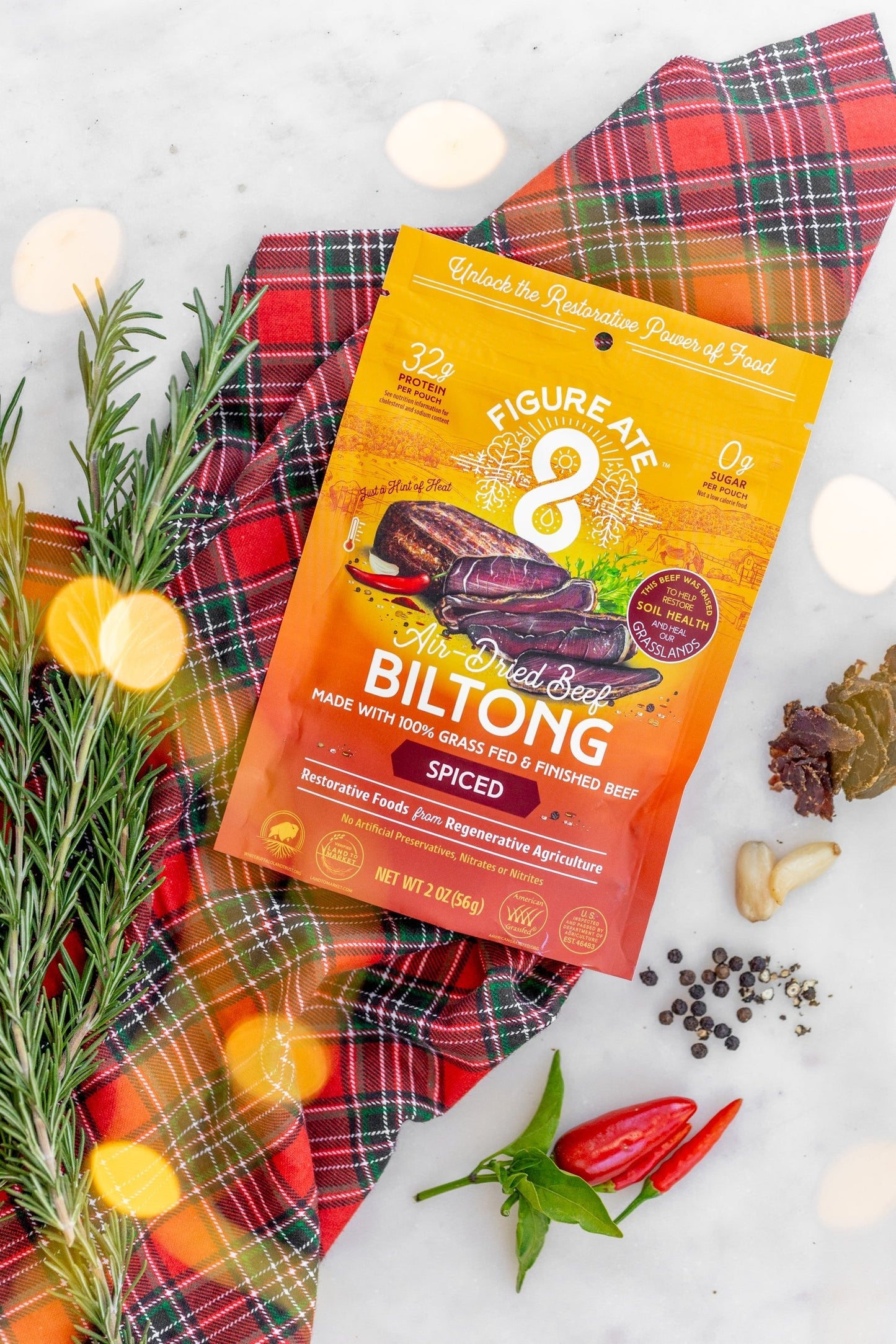 Spiced Grass Fed & Finished Beef Biltong
